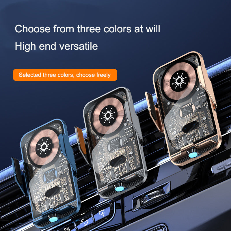 C11 car holder wireless phone charger infrared induction opening and closing navigation punk style transparent phone holder by eprolo