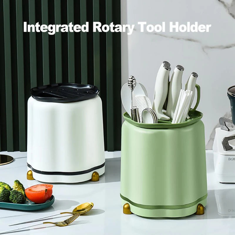 Rotating Knife Holder, Petal Shaped, 360 Degree Rotating, Large Capacity Chopsticks, Knife Holder, Kitchen Supplies Storage Rack by eprolo
