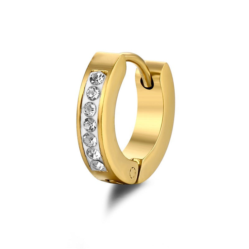 Stainless steel ear buckle jewelry, titanium steel inlaid diamond ear bone buckle earrings by eprolo