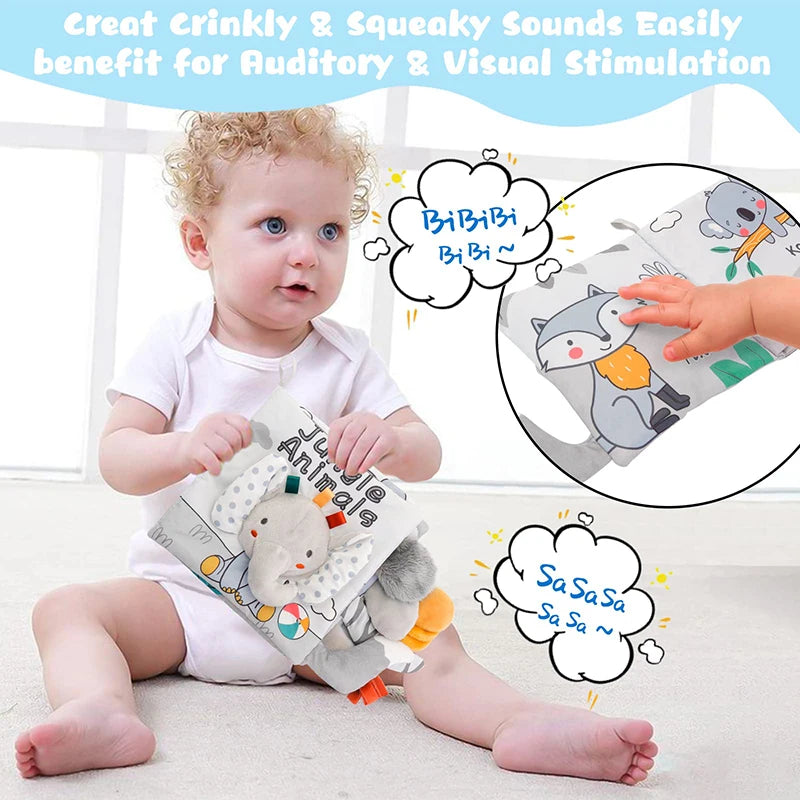 Soft Baby Books 3D Touch Feel High Contrast Cloth Book Sensory Early Learning Stroller Toys for Infant Toddler Toy 0-12 Months by eprolo