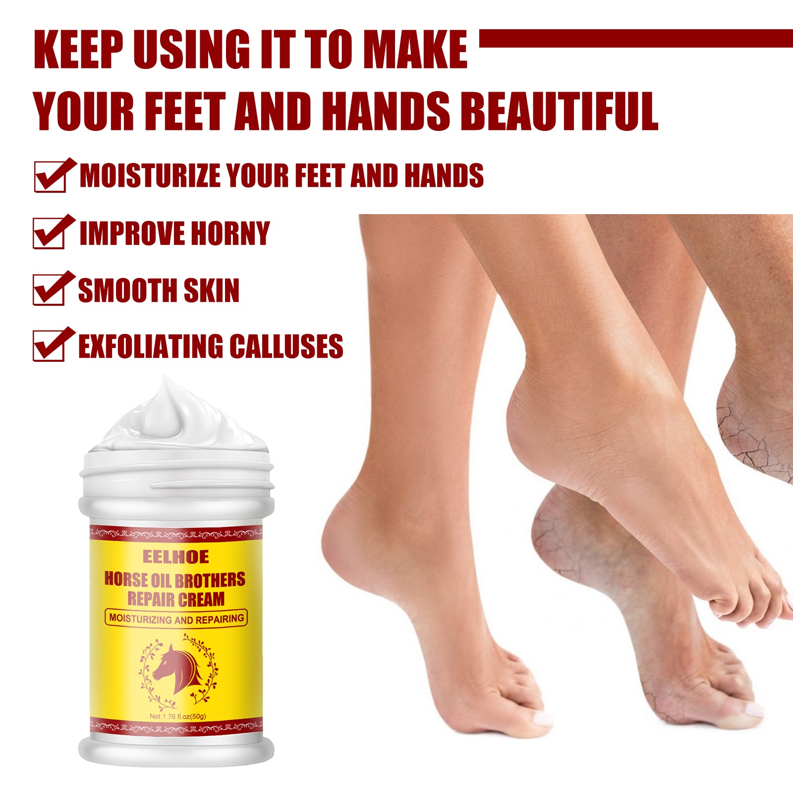 Horse Oil Hand And Foot Repair Cream, Chapped Skin Care Moisturizing And Anti-Peeling Repair Cream by eprolo