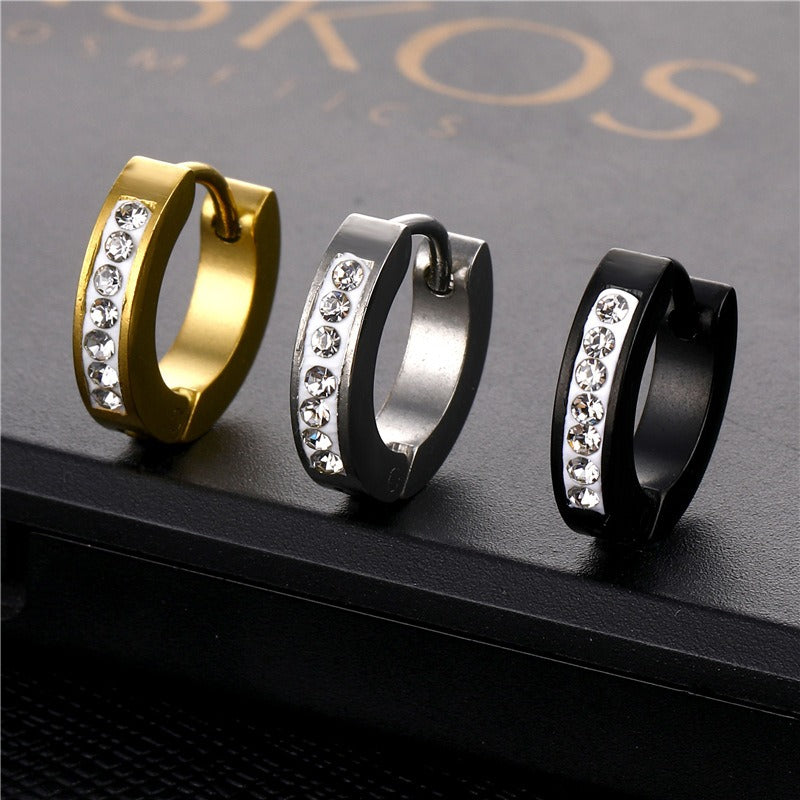 Stainless steel ear buckle jewelry, titanium steel inlaid diamond ear bone buckle earrings by eprolo