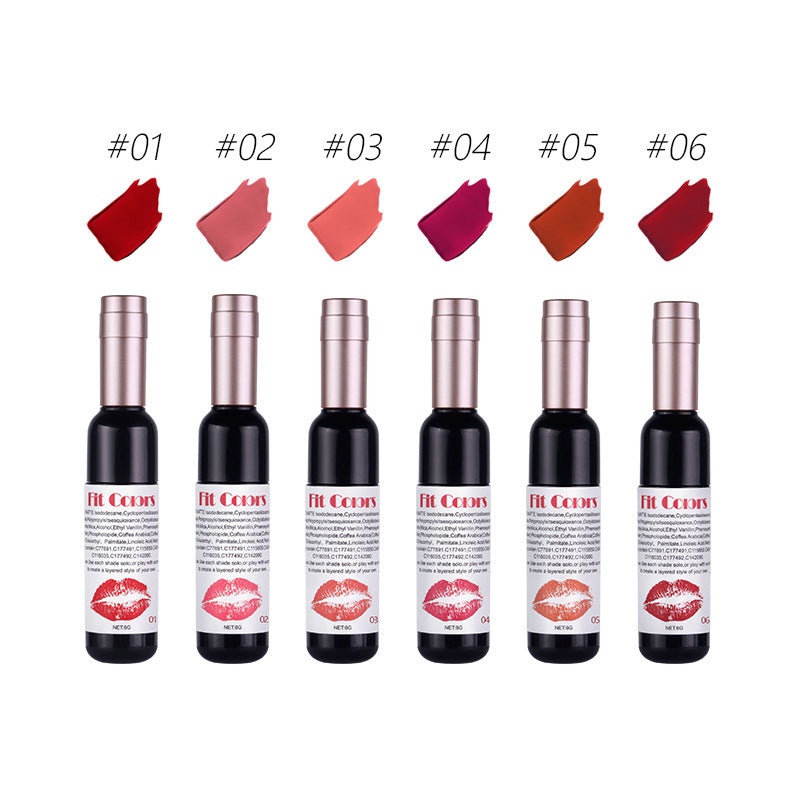 Fit Colors Red Wine Bottle Non-Stick Cup Matte Lip Gloss Matte Velvet Is Not Easy To Fade Lip Gloss Liquid Lipstick by eprolo