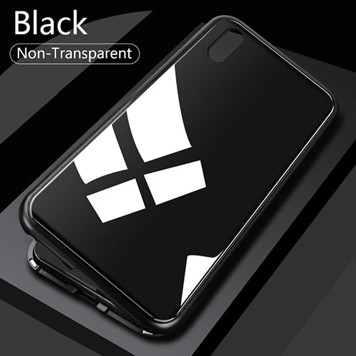 Double sided Magnetic Case for iPhone X Clear Tempered Glass Magnet Adsorption Case by eprolo