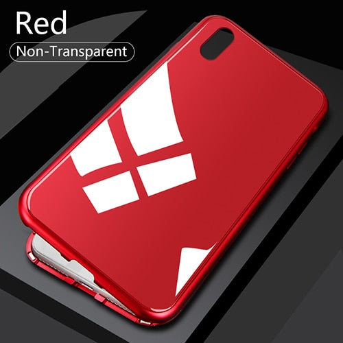 Double sided Magnetic Case for iPhone X Clear Tempered Glass Magnet Adsorption Case by eprolo