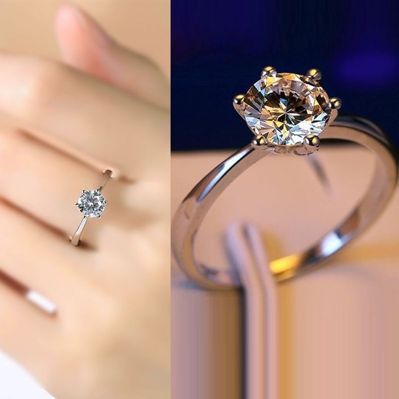Classic Six Claw Ring Mosan Diamond Ring Copper Plating 1 Carat Jewelry by eprolo