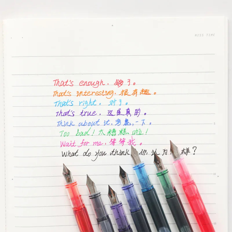 Stylo plume 0,38/0,5 mm, grande encre, fournitures scolaires et de bureau, ensemble de papeterie 8 couleurs, cadeau kawaii, mode, pointe EF F, 03967