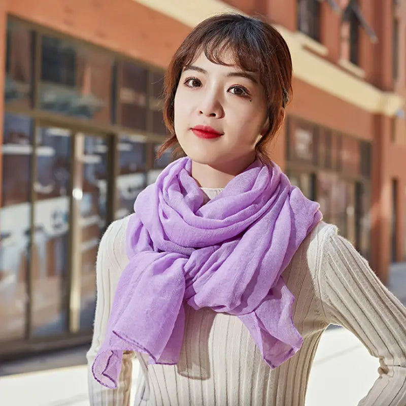 Luxury Brand Women Scarf Cotton Hijab Scarf Pashmina Lady Shawls And Wraps Head Scarves Neck Bandana Men Scarf/Black Scarves by My Store