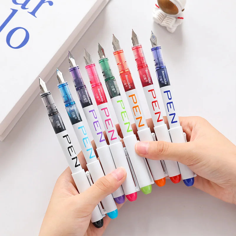Stylo plume 0,38/0,5 mm, grande encre, fournitures scolaires et de bureau, ensemble de papeterie 8 couleurs, cadeau kawaii, mode, pointe EF F, 03967