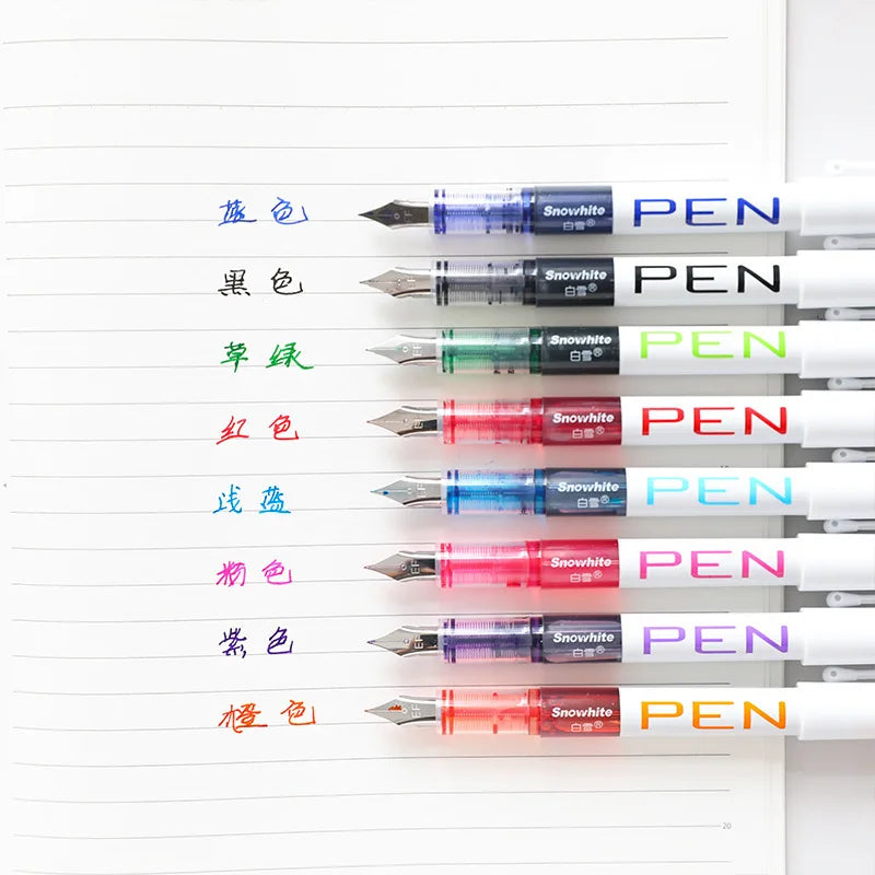 Stylo plume 0,38/0,5 mm, grande encre, fournitures scolaires et de bureau, ensemble de papeterie 8 couleurs, cadeau kawaii, mode, pointe EF F, 03967