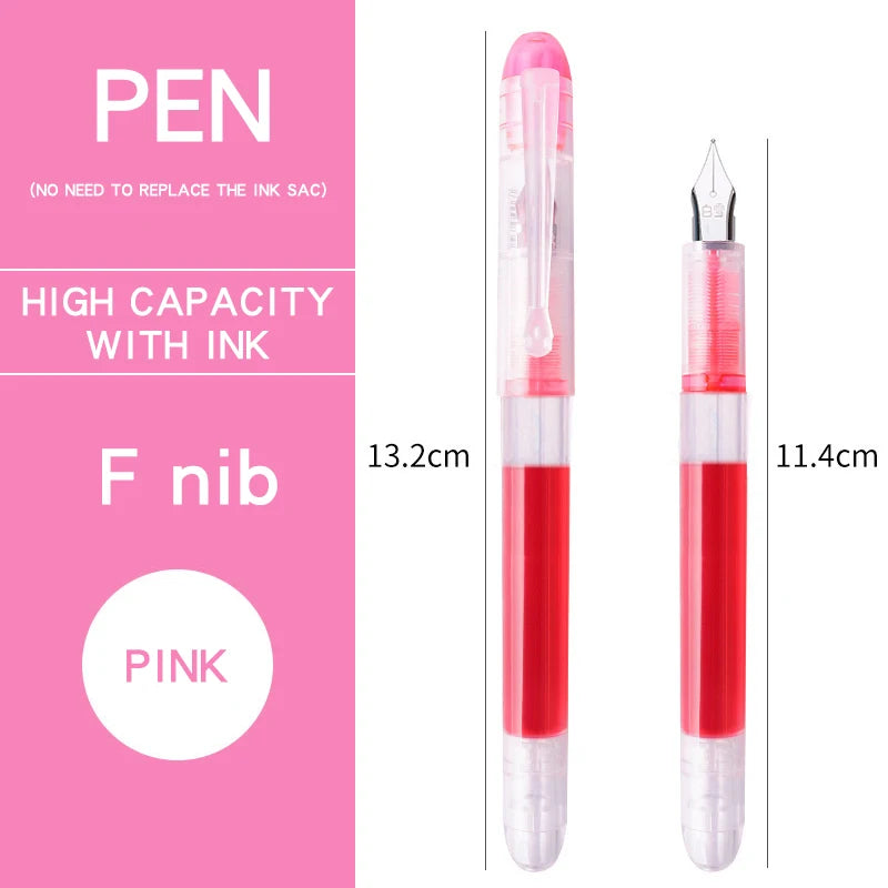 Stylo plume 0,38/0,5 mm, grande encre, fournitures scolaires et de bureau, ensemble de papeterie 8 couleurs, cadeau kawaii, mode, pointe EF F, 03967