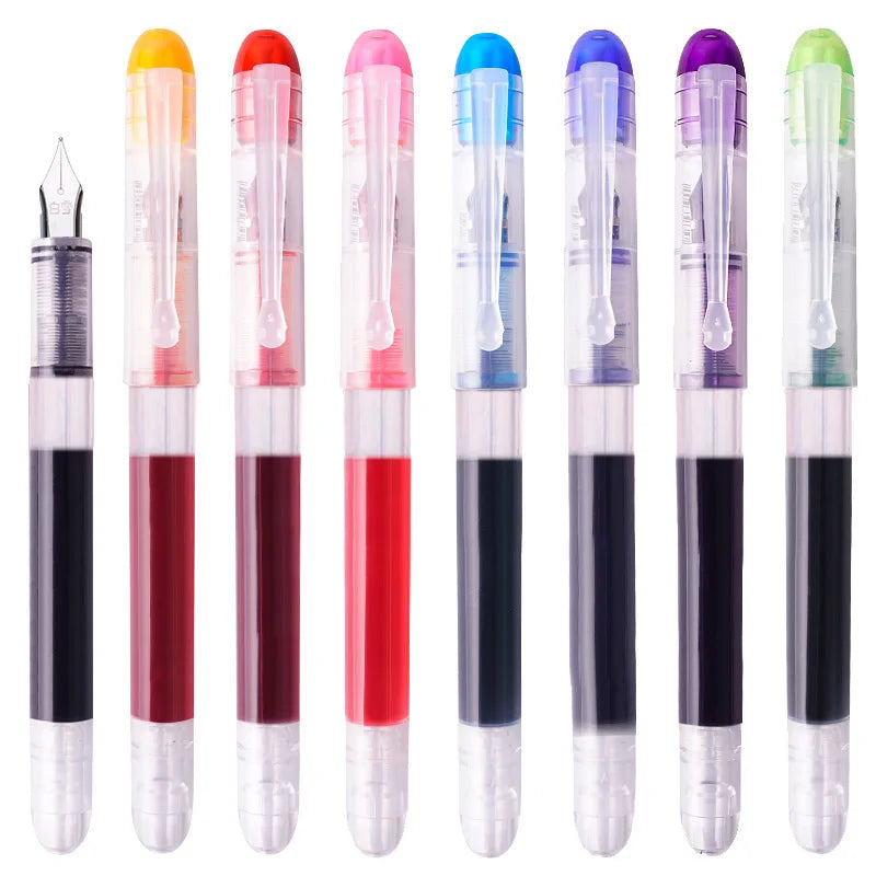 Stylo plume 0,38/0,5 mm, grande encre, fournitures scolaires et de bureau, ensemble de papeterie 8 couleurs, cadeau kawaii, mode, pointe EF F, 03967