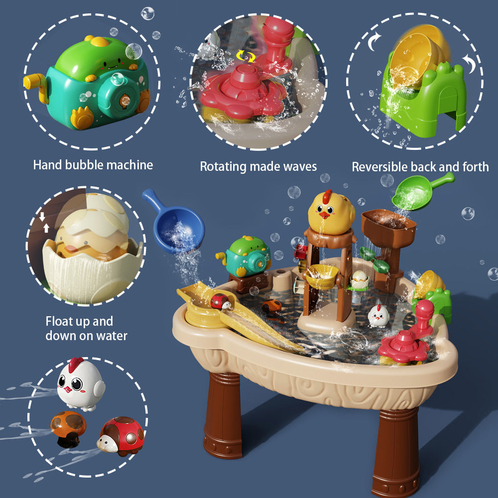 Children's beach play toys Seaside water play table with parasol Outdoor chicken play in the water and sand set by My Store