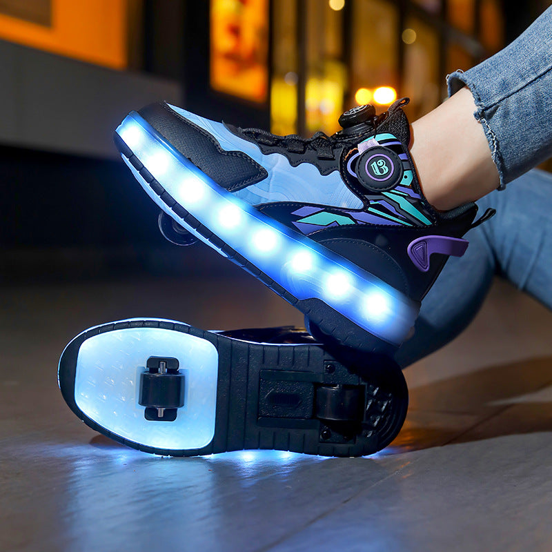 Cross-border children's walking shoes, four-wheel transformative roller skates, girls, students, two-wheeled invisible skates, boys, and popping shoes by My Store