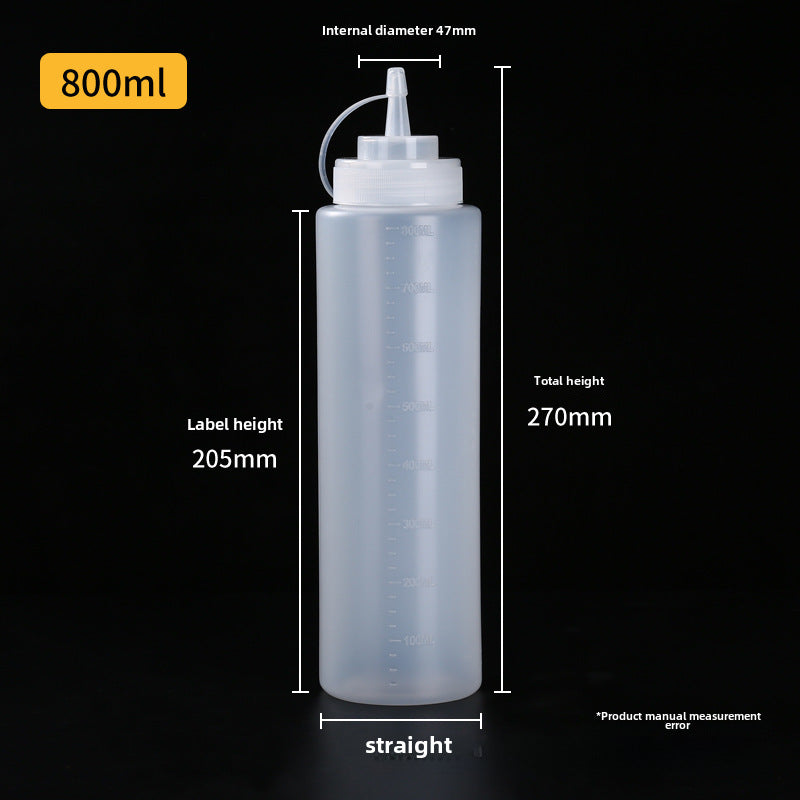 Wholesale extruded sauce bottles, multi-specification salad bottles with scales and lids, tomato sauce squeeze bottles, plastic needle-spout bottles