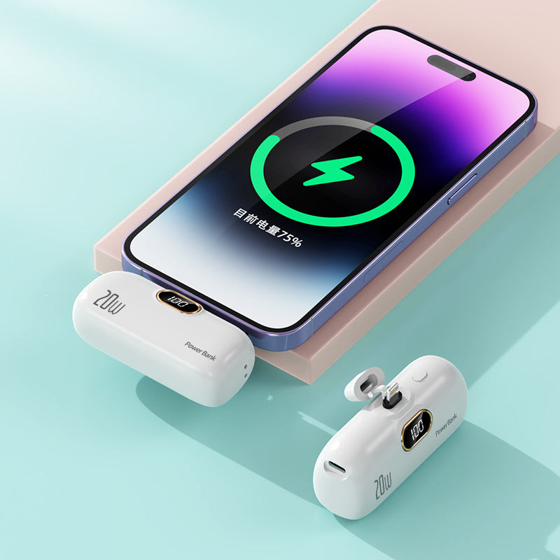 Cross-border KC wholesale capsule 5000mah power bank small portable digital display mobile power supply logo printing by My Store