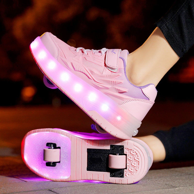 Cross-border children's walking shoes, four-wheel transformative roller skates, girls, students, two-wheeled invisible skates, boys, and popping shoes by My Store