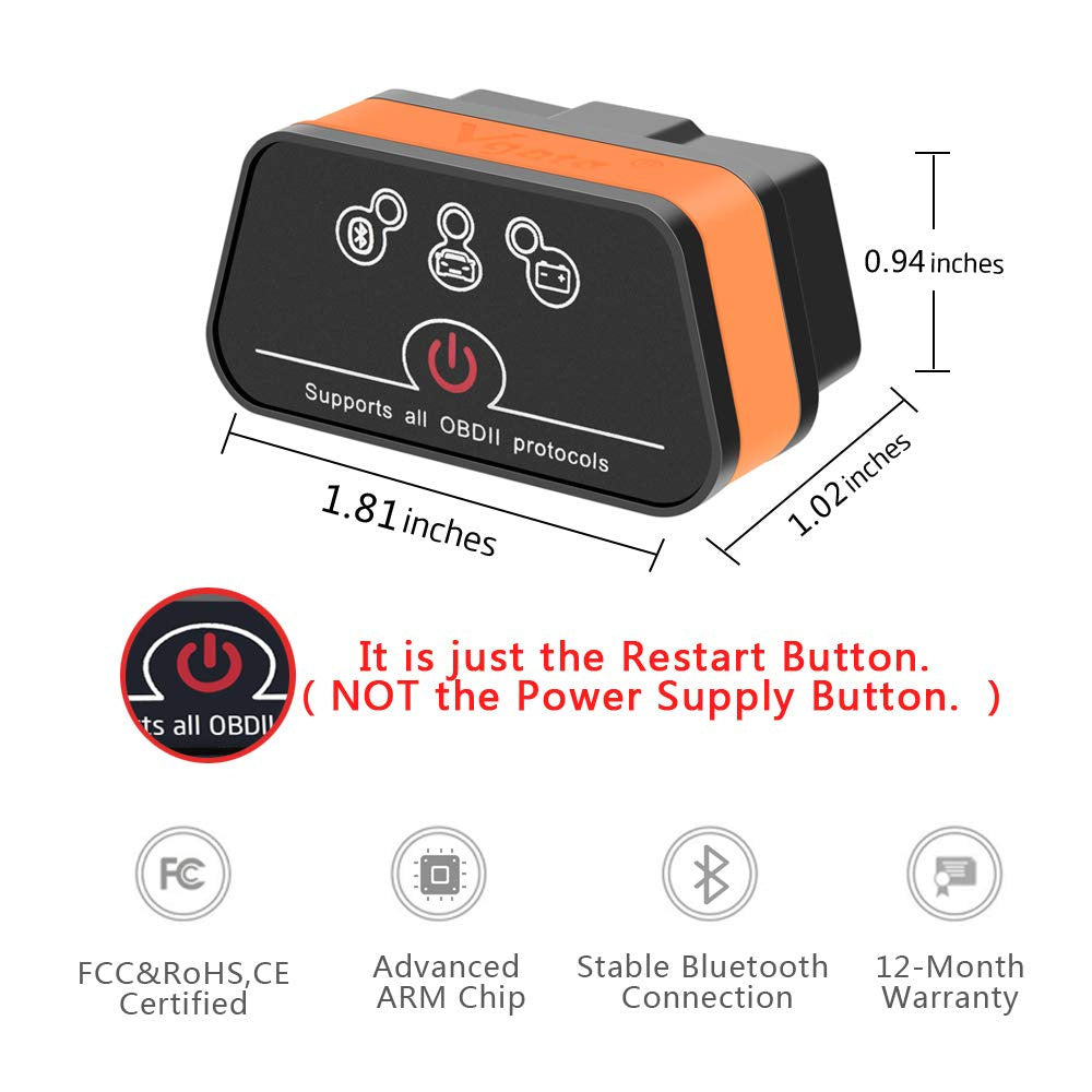 Vgate ICar2 ELM327 bluetooth WIFI OBD2 Bluetooth Car Fault Detector English