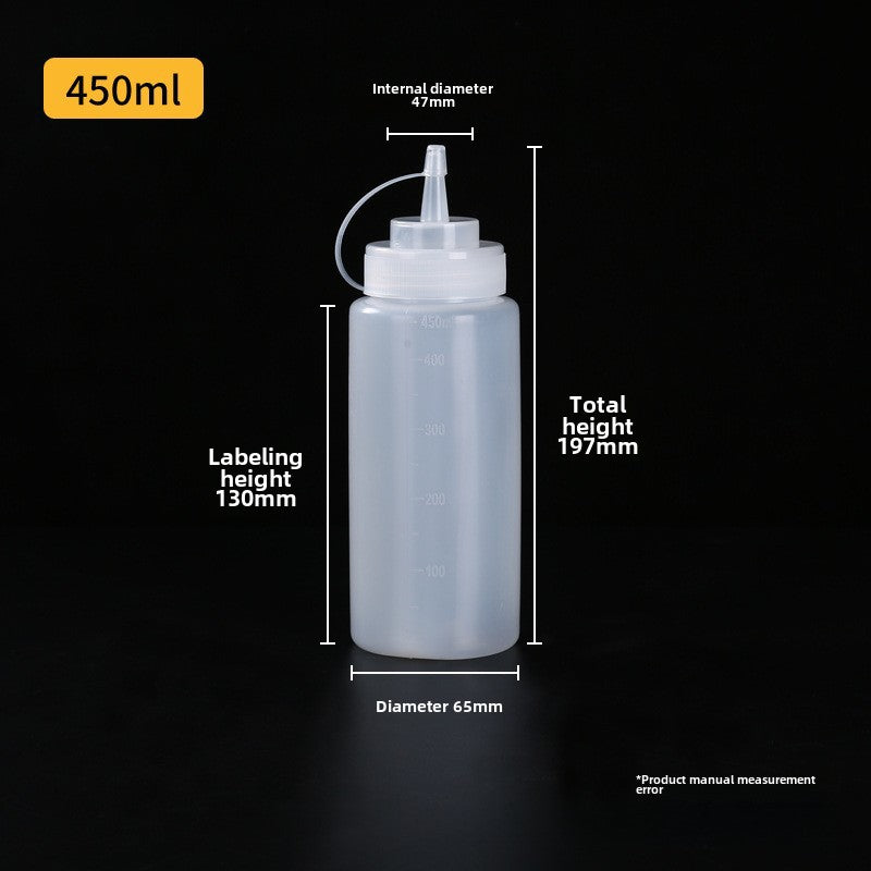 Wholesale extruded sauce bottles, multi-specification salad bottles with scales and lids, tomato sauce squeeze bottles, plastic needle-spout bottles