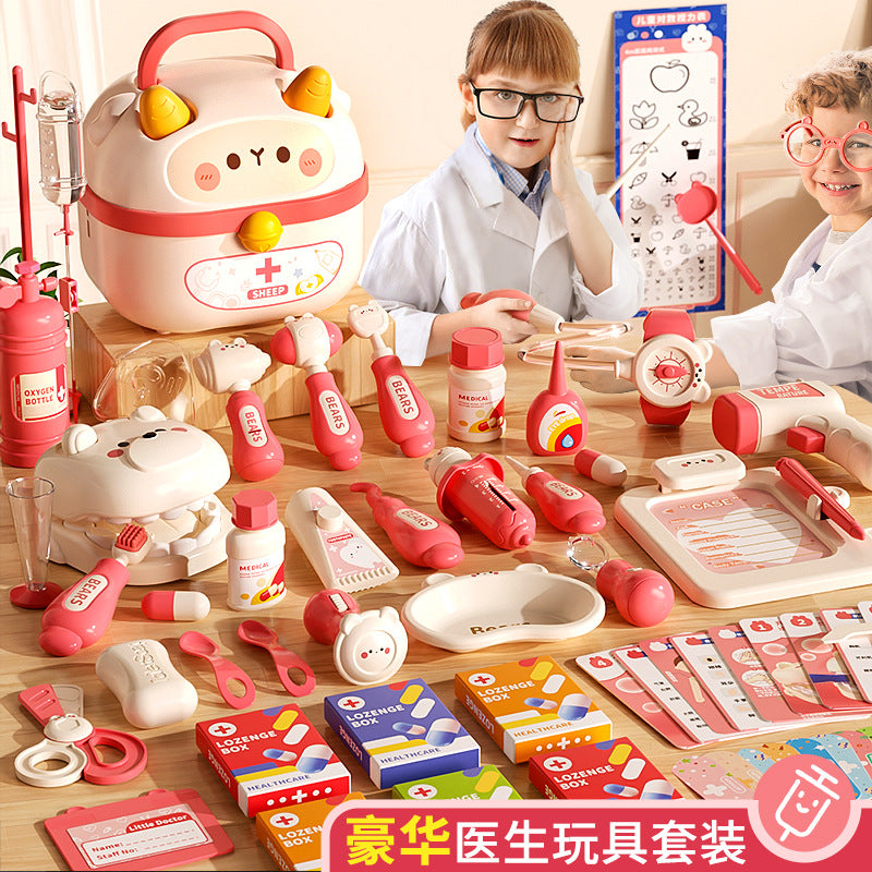 Children's play house little doctor toy set girl stethoscope doctor medical box nurse plays injection baby