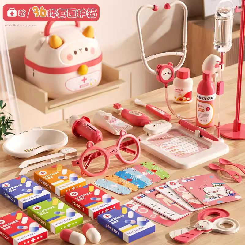 Children's play house little doctor toy set girl stethoscope doctor medical box nurse plays injection baby