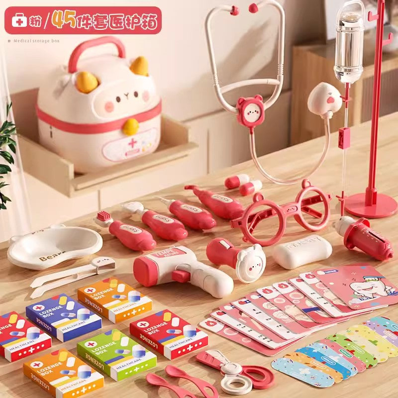 Children's play house little doctor toy set girl stethoscope doctor medical box nurse plays injection baby