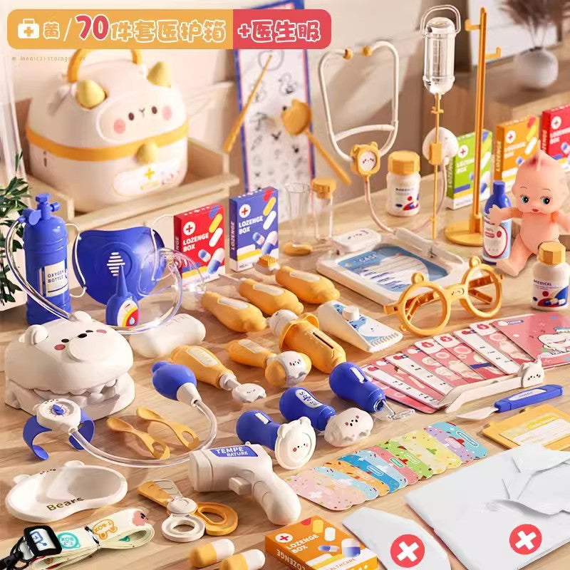 Children's play house little doctor toy set girl stethoscope doctor medical box nurse plays injection baby