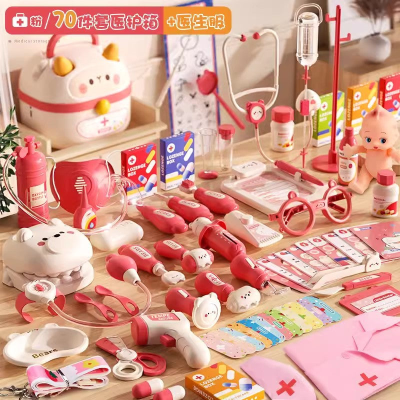 Children's play house little doctor toy set girl stethoscope doctor medical box nurse plays injection baby