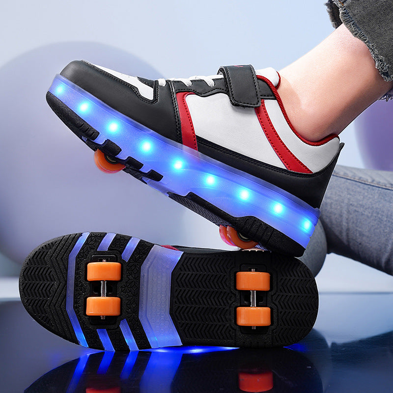 Cross-border children's walking shoes, four-wheel transformative roller skates, girls, students, two-wheeled invisible skates, boys, and popping shoes by My Store