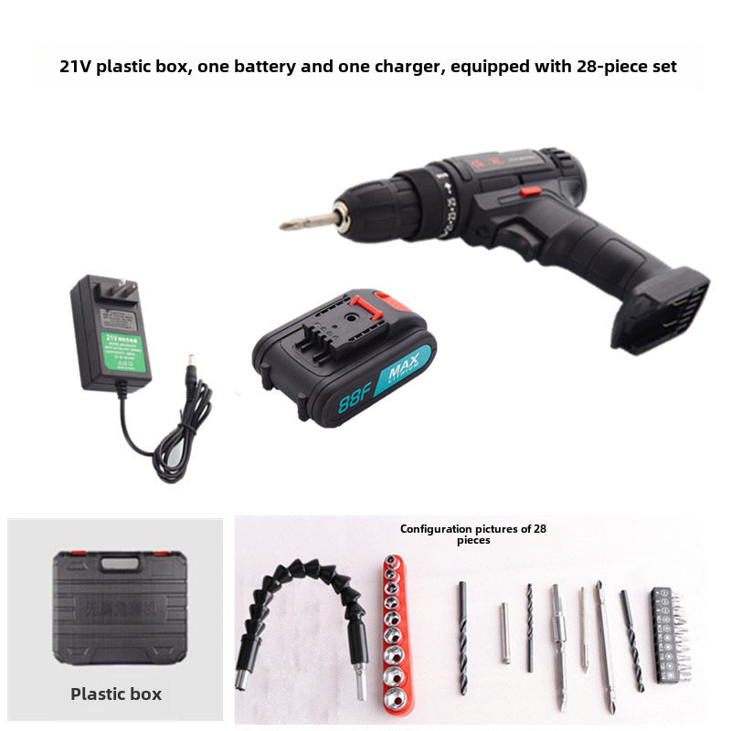 Zuoguan lithium electric drill two-speed rechargeable drill pistol drill multifunctional household electric screwdriver electric screwdriver factory direct sales by My Store