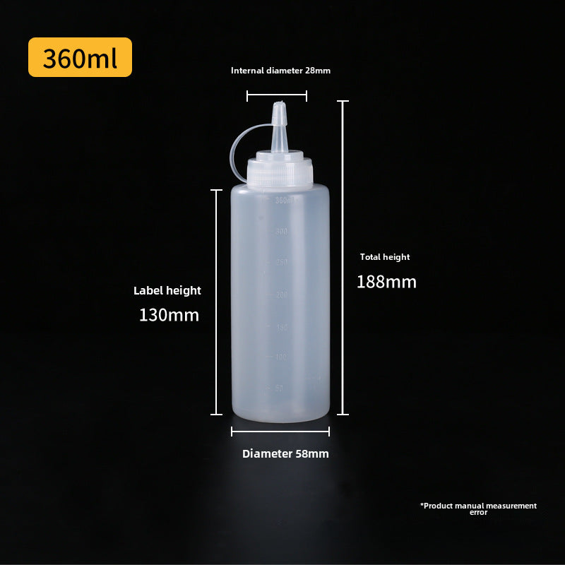 Wholesale extruded sauce bottles, multi-specification salad bottles with scales and lids, tomato sauce squeeze bottles, plastic needle-spout bottles