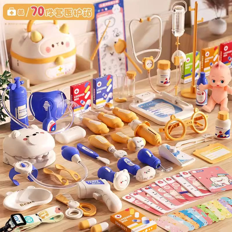 Children's play house little doctor toy set girl stethoscope doctor medical box nurse plays injection baby