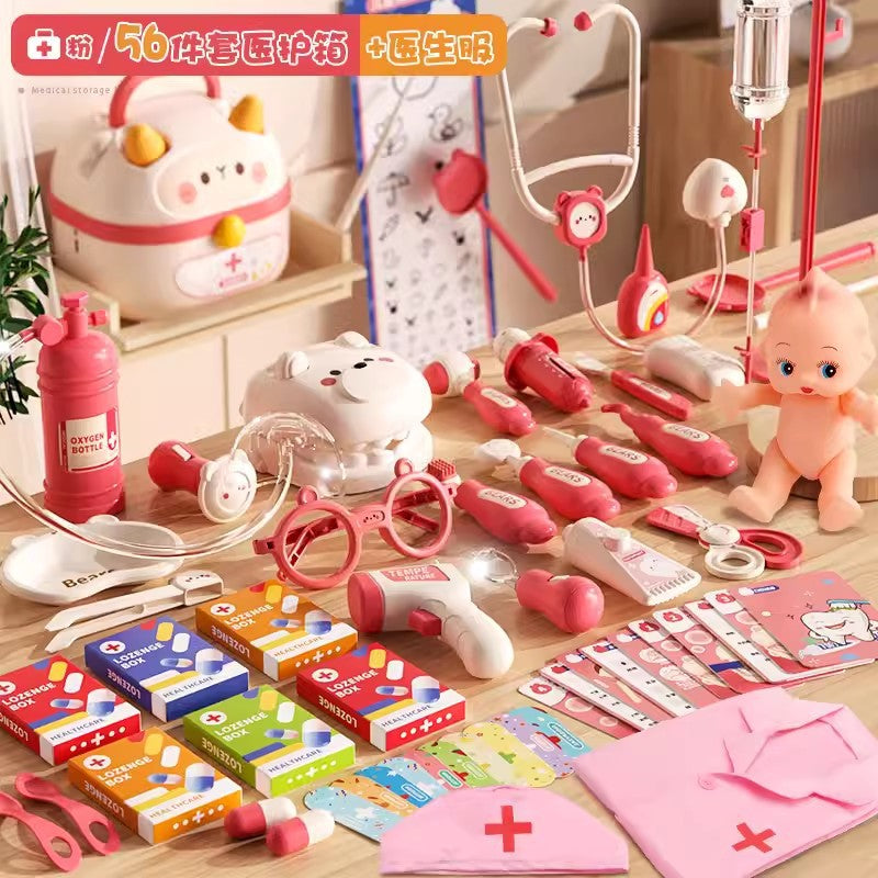 Children's play house little doctor toy set girl stethoscope doctor medical box nurse plays injection baby
