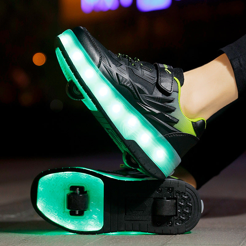 Cross-border children's walking shoes, four-wheel transformative roller skates, girls, students, two-wheeled invisible skates, boys, and popping shoes by My Store
