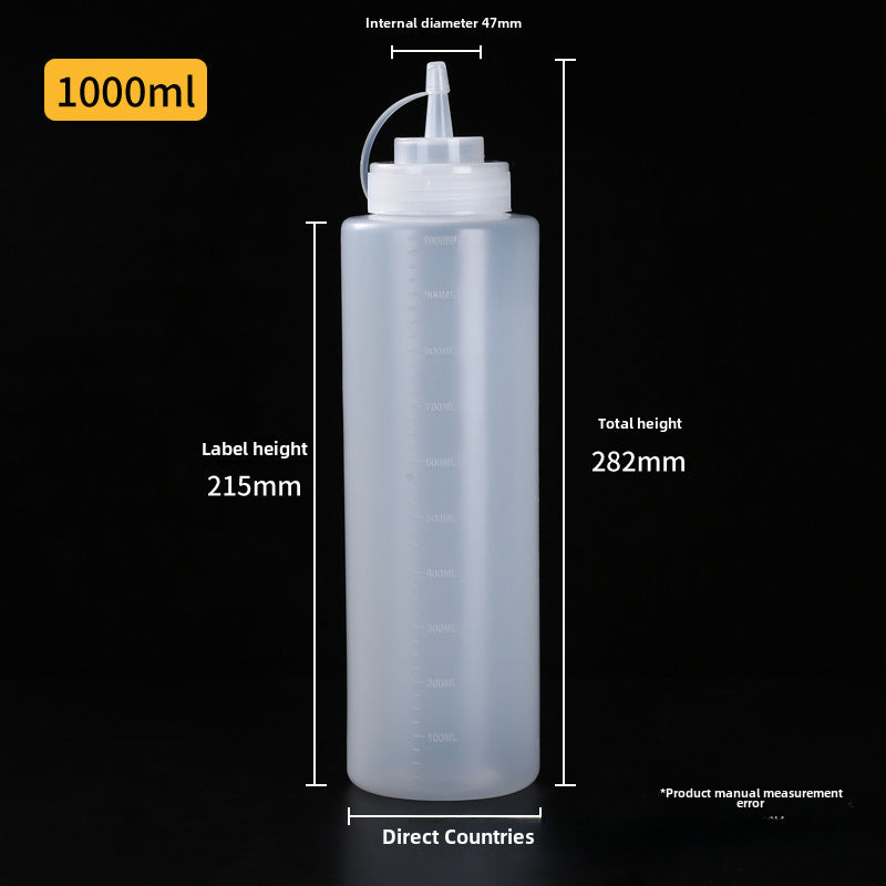 Wholesale extruded sauce bottles, multi-specification salad bottles with scales and lids, tomato sauce squeeze bottles, plastic needle-spout bottles