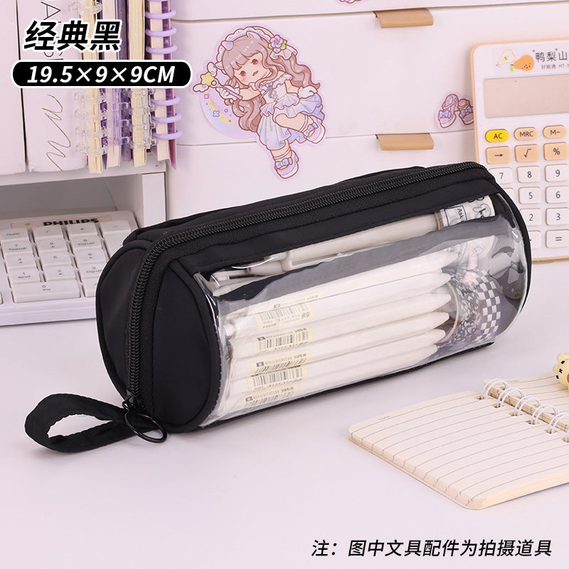 School opening season cylinder transparent pencil case, high-value multi-functional pencil case for primary and secondary school students, large-capacity stationery box by My Store