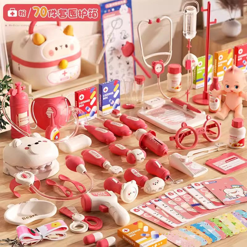 Children's play house little doctor toy set girl stethoscope doctor medical box nurse plays injection baby