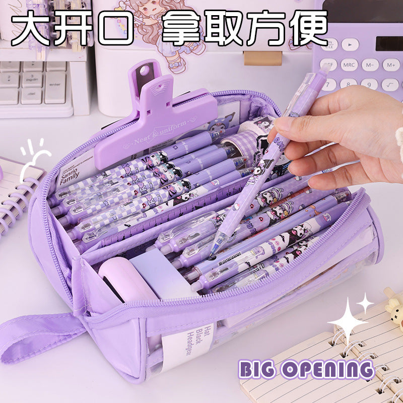 School opening season cylinder transparent pencil case, high-value multi-functional pencil case for primary and secondary school students, large-capacity stationery box by My Store
