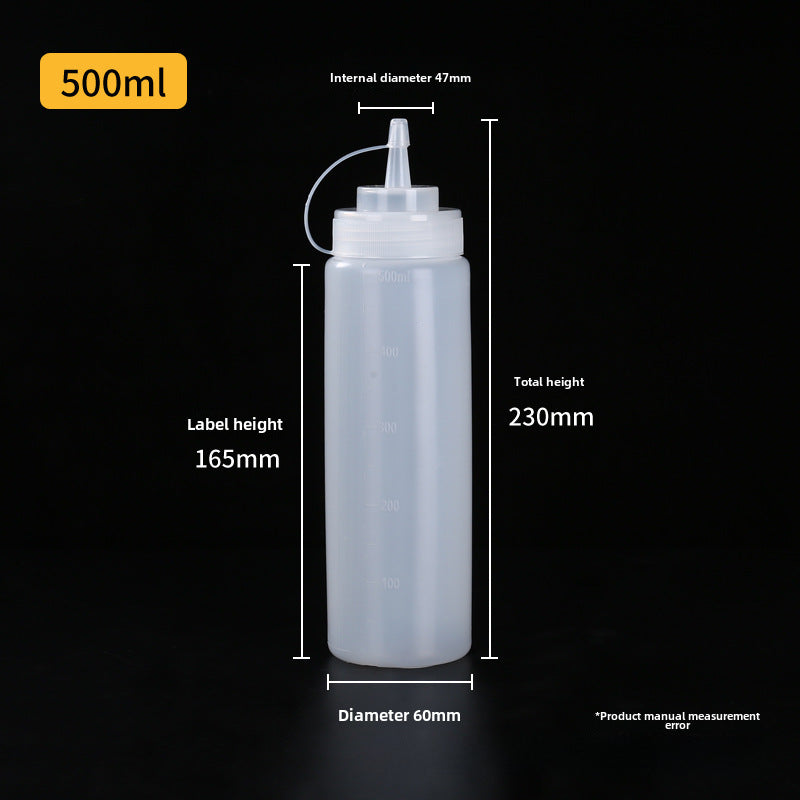 Wholesale extruded sauce bottles, multi-specification salad bottles with scales and lids, tomato sauce squeeze bottles, plastic needle-spout bottles