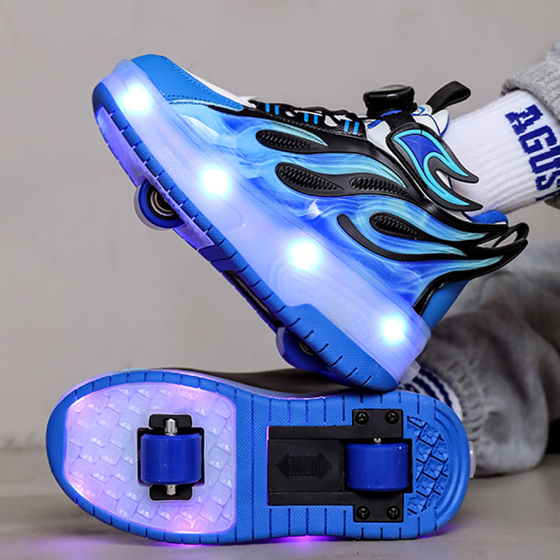 Cross-border children's walking shoes, four-wheel transformative roller skates, girls, students, two-wheeled invisible skates, boys, and popping shoes by My Store