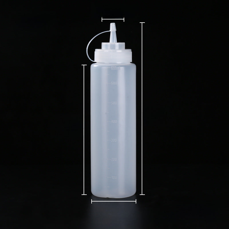 Wholesale extruded sauce bottles, multi-specification salad bottles with scales and lids, tomato sauce squeeze bottles, plastic needle-spout bottles
