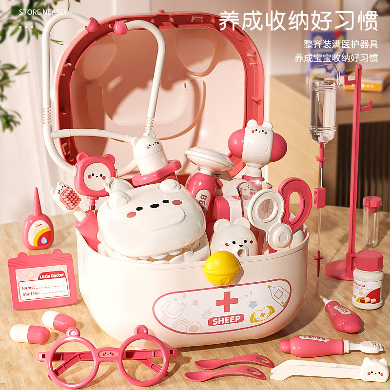 Children's play house little doctor toy set girl stethoscope doctor medical box nurse plays injection baby