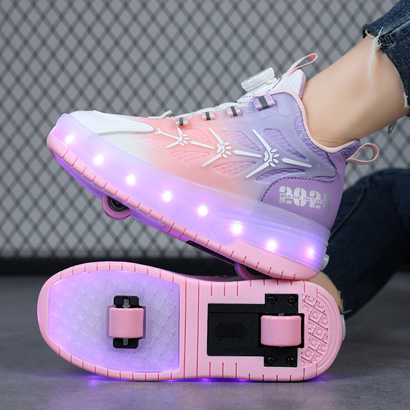 Cross-border children's walking shoes, four-wheel transformative roller skates, girls, students, two-wheeled invisible skates, boys, and popping shoes by My Store