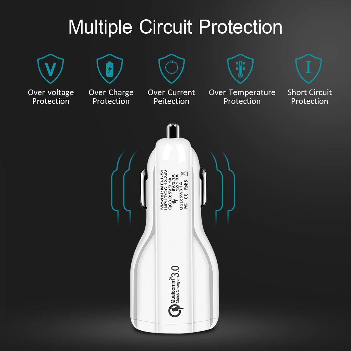 QC Quick Charge 3.0 Dual Car Charger Adapter Auto Mobile Phone Charger by eprolo