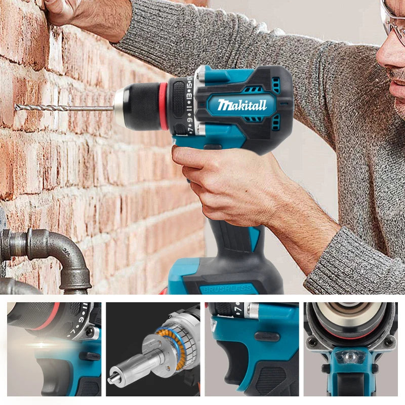 for Makita DDF487 Screwdriver Cordless Percussion Drill 18V Electric Variable Speed Brushless Impact Power Tools Power Drill by My Store