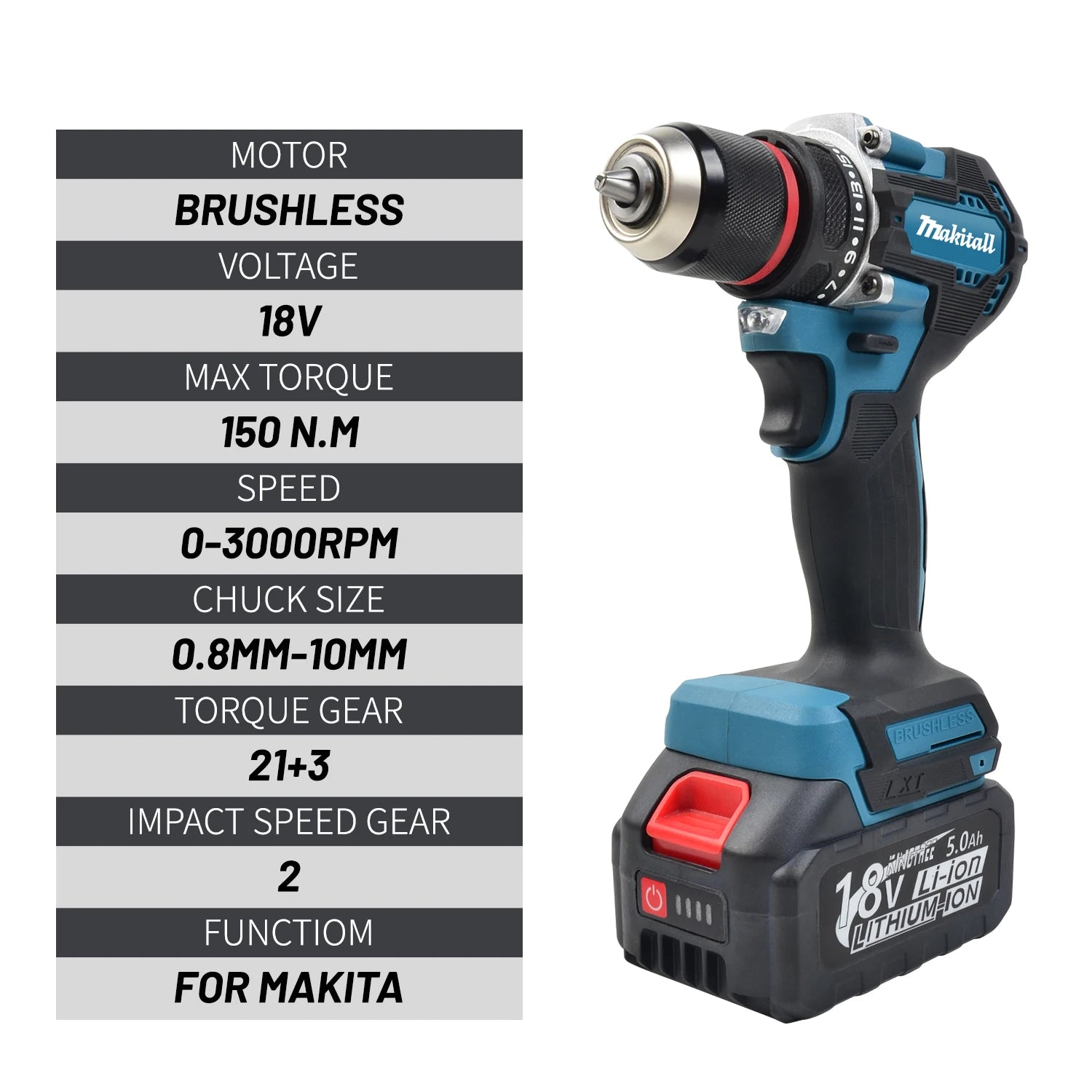 for Makita DDF487 Screwdriver Cordless Percussion Drill 18V Electric Variable Speed Brushless Impact Power Tools Power Drill by My Store