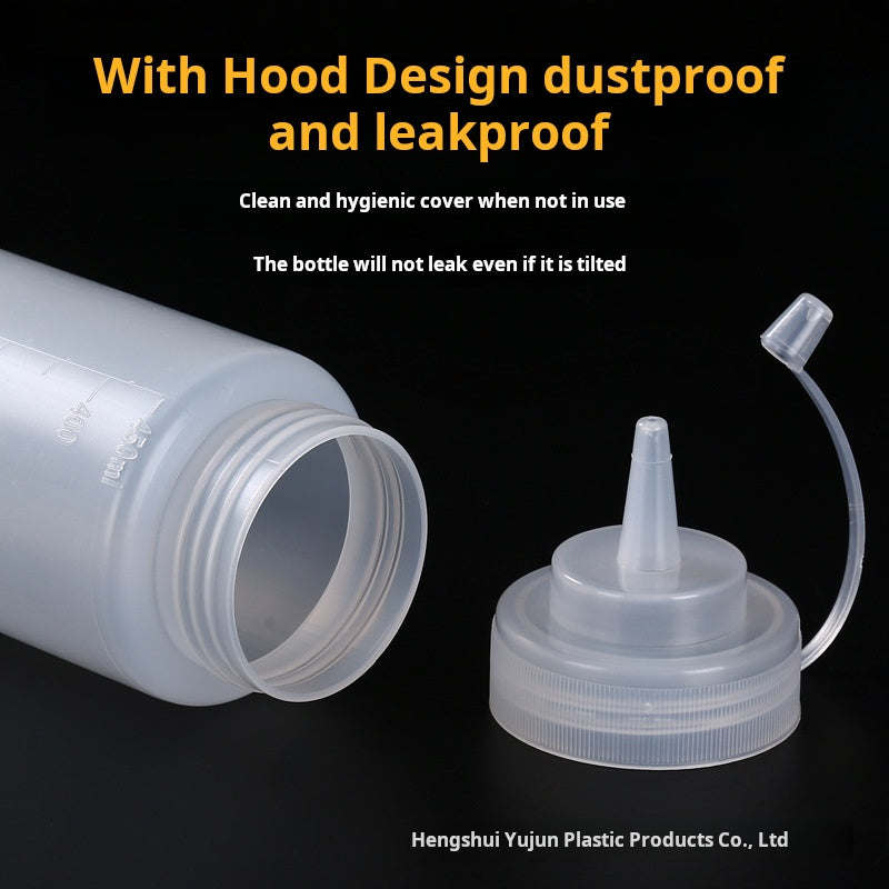 Wholesale extruded sauce bottles, multi-specification salad bottles with scales and lids, tomato sauce squeeze bottles, plastic needle-spout bottles