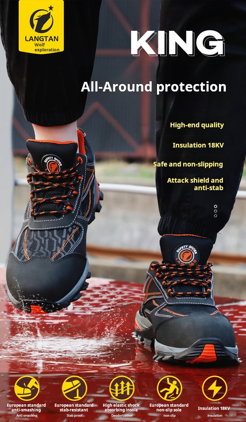 Wolf Detective Labor Protection Shoes Almighty King Anti-smashing, anti-stab, anti-slip, waterproof, insulated, 18kv electrician's shoes, safety protection hiking shoes