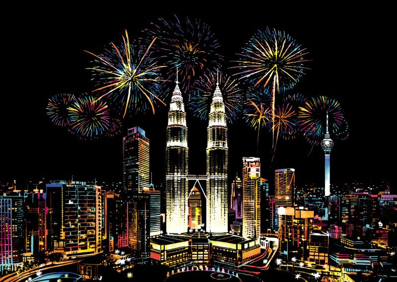 Colorful Night Scene Scratch Painting World City Night Scene Scratch Painting Creative Handmade Painting by eprolo