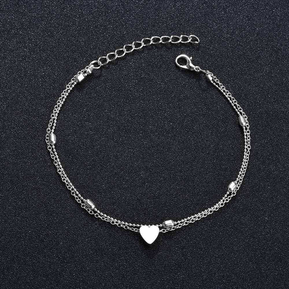 Double layered love beach anklet women's retro peach heart anklet by eprolo
